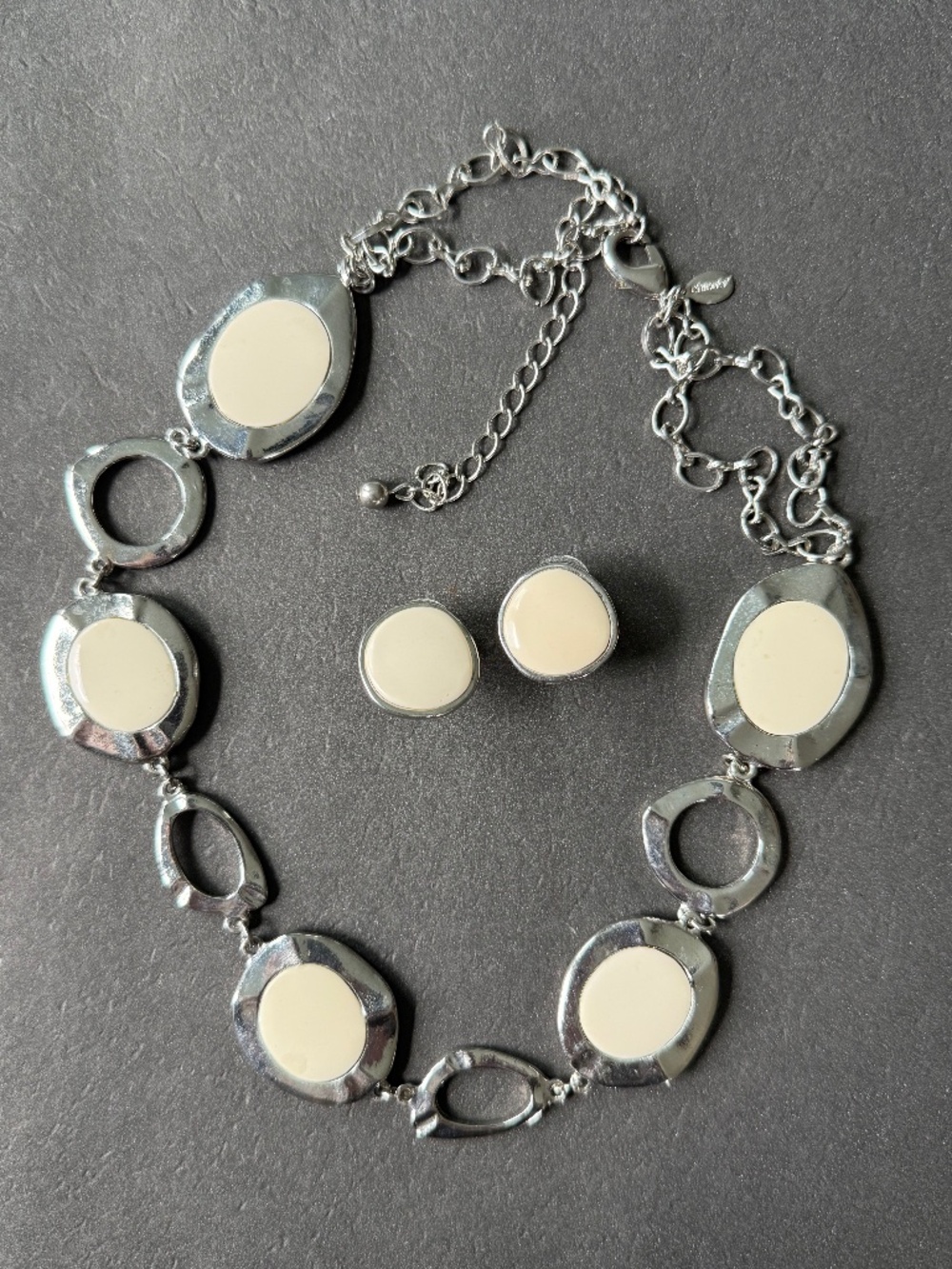 CHICO's Y2K Statement Reversible Black & Cream Necklace & Matching Earrings